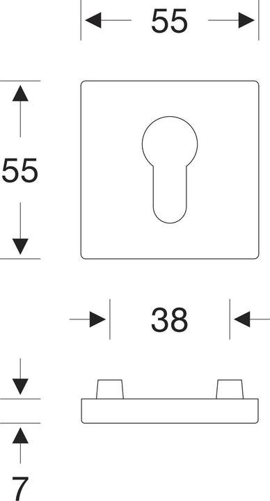 Produktbild FSB Drückergarnitur 12 1003 ASL auf Rosette eckig PZ, silber eloxiert (Türgarnitur)