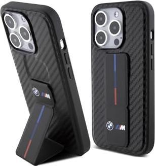Actual product image BMW BMHCP15LGSPCCK iPhone 15 Pro 6.1" czarny/black hardcase Grip Stand Smooth & Carbon (Apple iPhone 15 Pro)