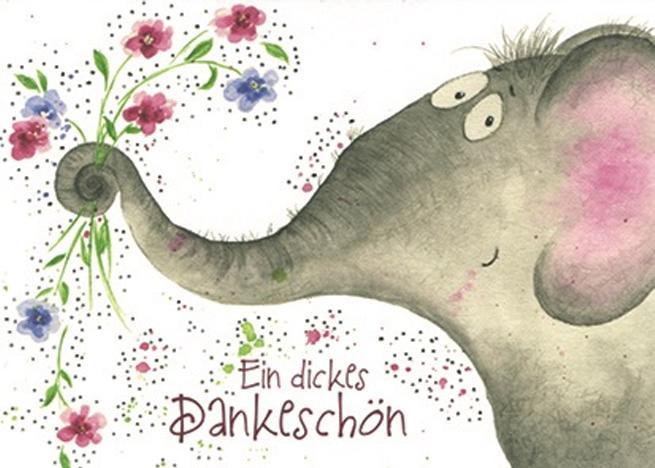 Image du produit Cart Carte postale Eléphant avec fleurs, un gros merci