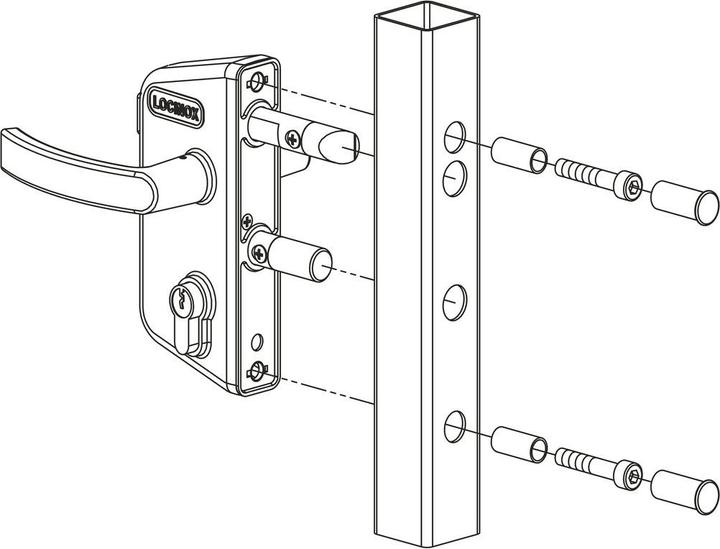 Produktbild Locinox Gittertorschloss LAKZ4040 P1L, für 40 mm Vierkantrohr, Aluminium RAL7040