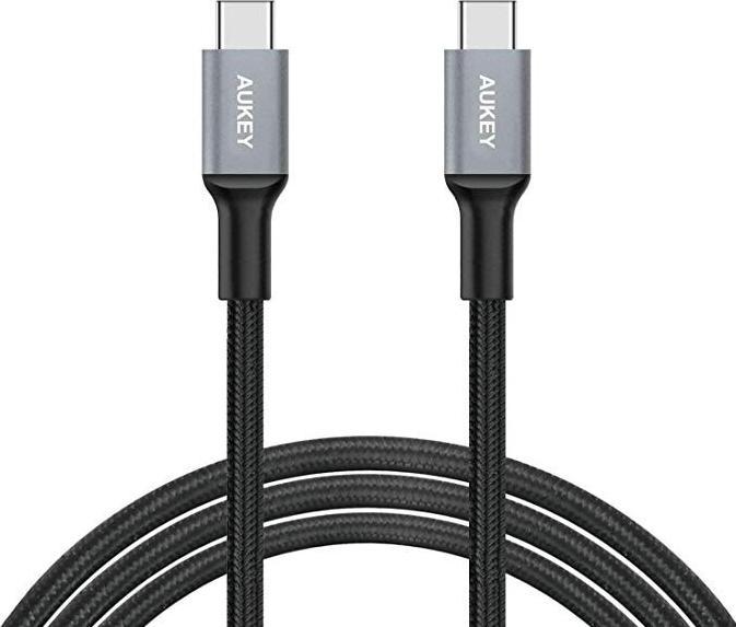 Actual product image Aukey CB-CD6 Quick Charge USB C - USB C nailoninis kabelis | 2m | 3A | 60W PD | 20V (2 m, USB 3.1, USB 2.0, USB 1.1, USB 3.2 Gen 1, USB 3.2 Gen 2x2, 60 W)