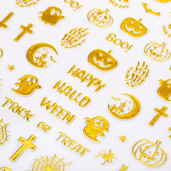 Produktbild Nagellack24 Nail Art Sticker Selbstklebend Gold Halloween (Gold)