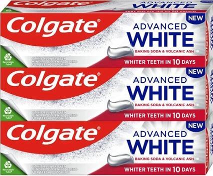 Colgate Advanced White Baking Soda & Volcanic Ash Trio Whitening Toothpaste - 3 X 75 Ml