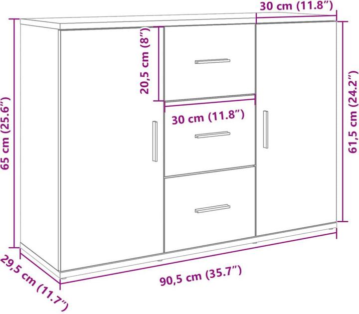 Image du produit VidaXL Buffet (90.5 x 29.5 x 65 cm)