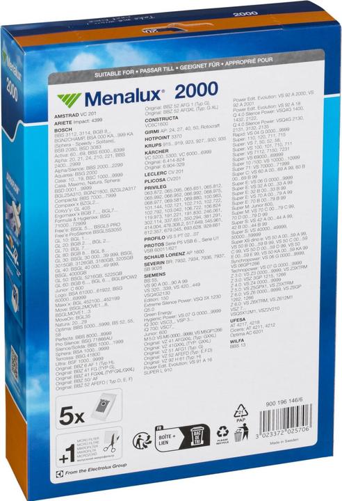 Actual product image Menalux Vacuum Cleaner Bag DURAFLOW (5 x)