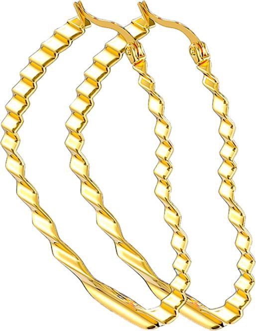 Actual product image Star Piercing Earring gold plated wave pattern heart (without brass, Surgical steel 316L)