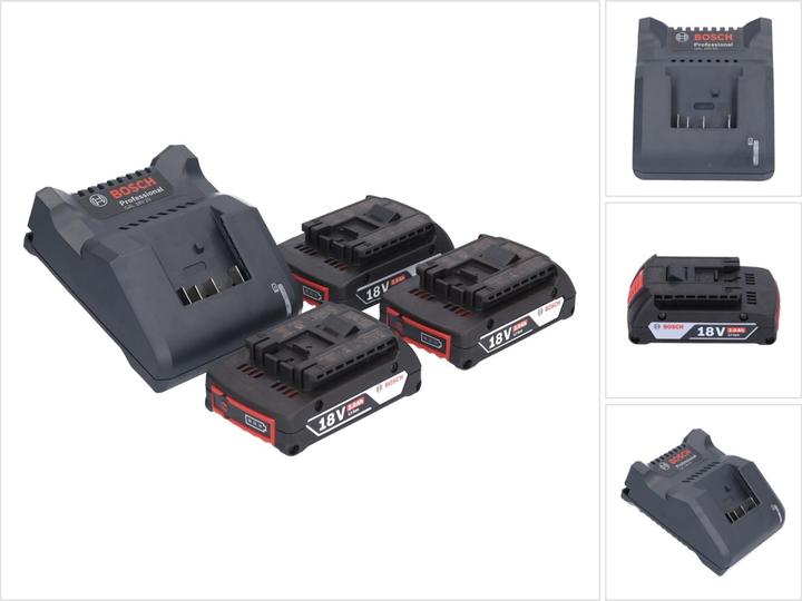 Immagine prodotto Bosch Professional Bosch GAL 18V-20 Caricabatterie 10.8 - 18V - 2A + 3x Batterie GBA 18V - 2.0Ah (1600Z00036) (18 V)