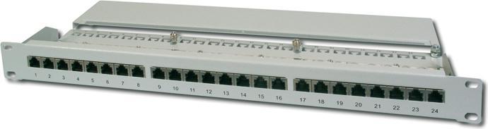 Immagine prodotto Digitus CAT 5e Classe D Patch Panel schermato a 16 porte RJ45 8P8C LSA 1U Rack Mount Colore Grigio RAL 7035