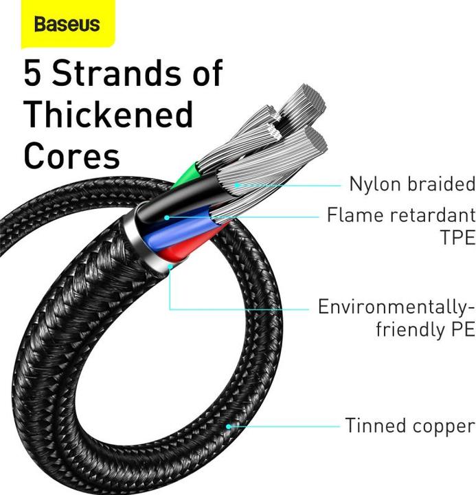 Produktbild Baseus Display Cable USB to Type-C, 66W, 2m (black) (2 m, USB 3.0, 66 W)