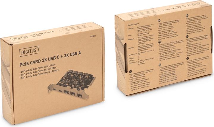 Actual product image Digitus PCIe card 2x USB-C + 3x USB A