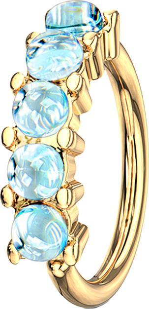 Produktbild Star Piercing Micro Piercing Ring vergoldet fünf Epoxidsteinen blau (Chirurgenstahl 316L, ohne Messing)