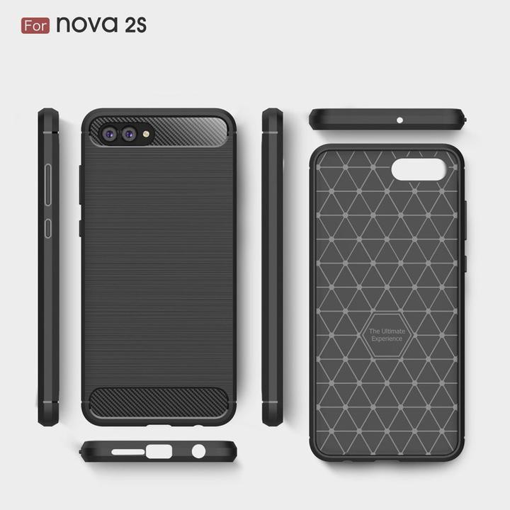 Produktbild König Design Hülle Handy Schutz für Huawei Nova 2s Case Cover Bumper Carbon Optik TPU Schwarz (Huawei Nova 2S)