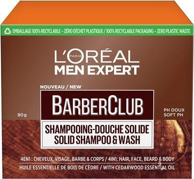 L'Oréal Paris L'Oréal Men Expert BarberClub 4-in-1 Festes Shampoo für Männer mit ätherischem Zedernholzöl 80g (Festes Shampoo)