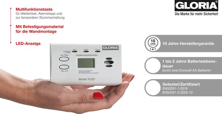 Produktbild Gloria Haus und Garten 002518.0571 Kohlenmonoxid-Melder batteriebetrieben detektiert Kohlenmonoxid