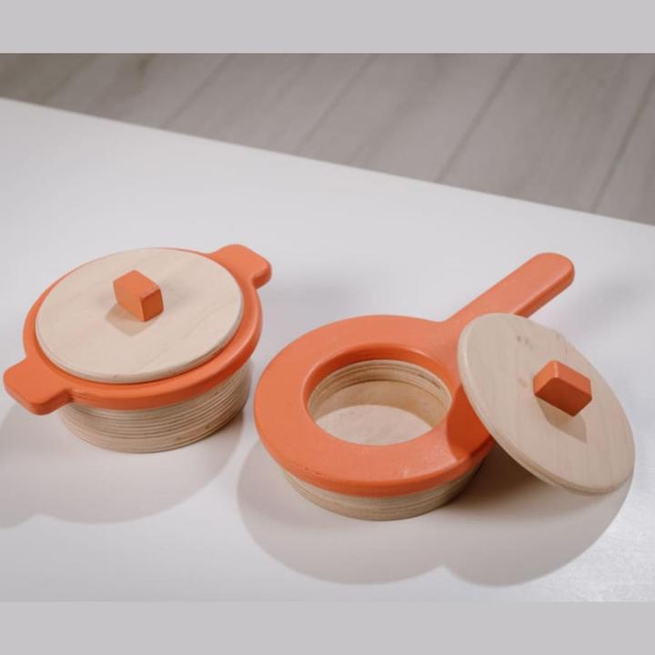 Actual product image Activity Board Wooden toy set, kitchen utensils, great gift, cooking set for children - pot and pan, salmon