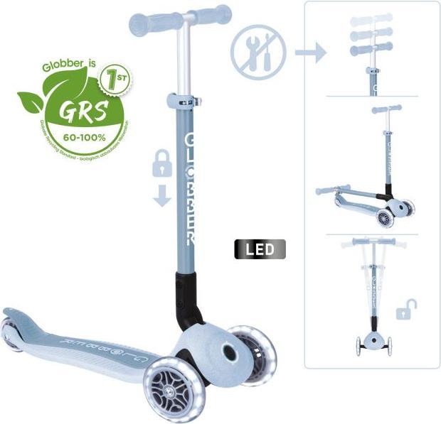Produktbild Globber PRIMO FOLDABLE LIGHTS ECO blaubeere, mit Leuchtrollen