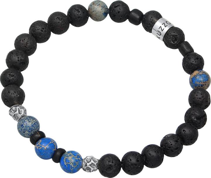 Actual product image Kuzzoi Bracelet Men Lava Agate Gemstone Bead 925 Silver (19 cm, Glass, Lava, Agate, Plastic)