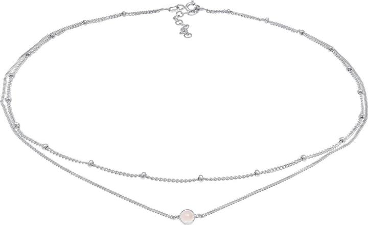 Immagine prodotto Elli Collana Choker a strati con catena a sfere in quarzo rosa argento 925 (Quarzo, Argento 925 placcato oro, 36 cm)