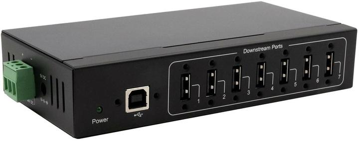 Produktbild Exsys 7 Port USB 2.0 Metall-HUB, für Tisch, Wand- und DIN-Rail Montage, inkl. USB 2.0 (USB-B, 7 Ports)