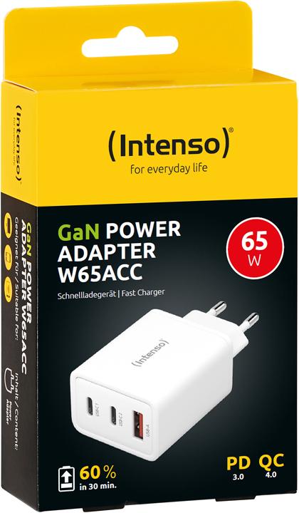 Image du produit Intenso Adaptateur 1x USB-A vers 2x USB-C GAN blanc (65 W)