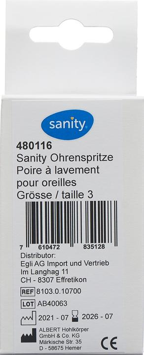 Actual product image Sanity Ear syringe Gr3 27ml