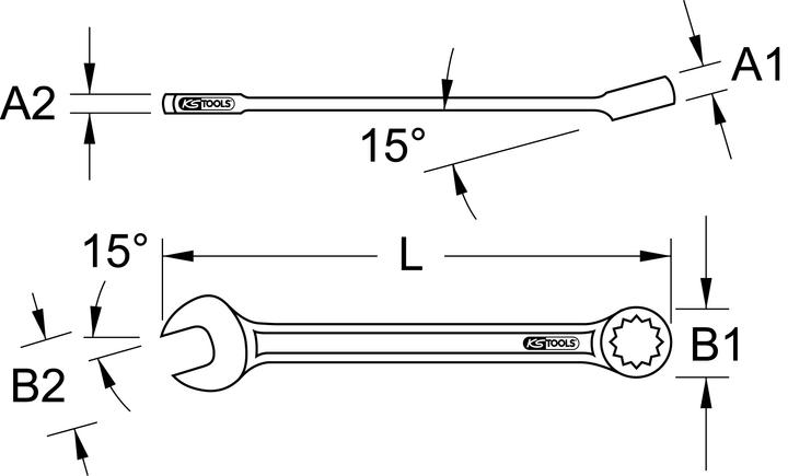 Image du produit KS Tools Clés mixtes TITANplus, anneau coudé à 15°, 19 mm (19 mm)