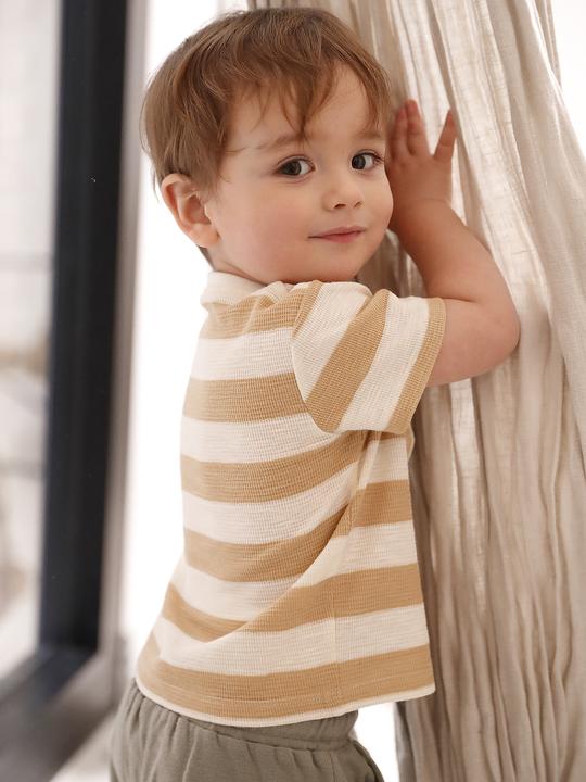 Image du produit Vertbaudet Bio-Kollektion: Gestreiftes Baby Shirt aus Waffelpikee (86)