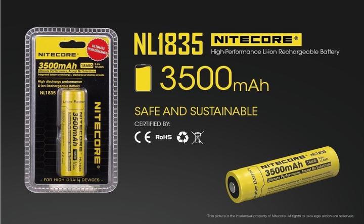 Image du produit Nitecore 18650 Batterie USB 3500mAh NL1835r