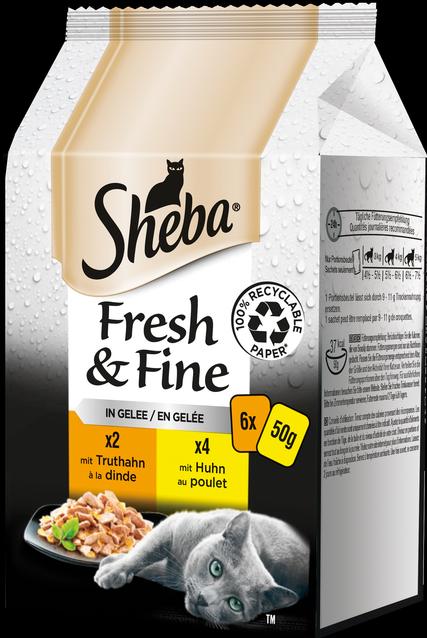 Actual product image Sheba Portion bag Multipack Fresh & Fine in jelly poultry variation bag (Adult, 12 pcs., 300 g)