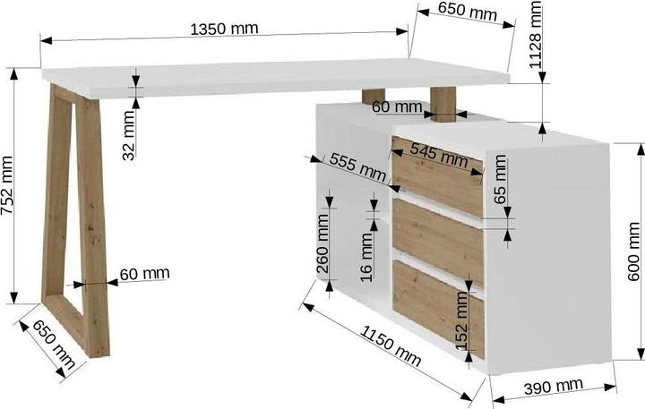Actual product image ADRK Furniture Desk corner IWO II