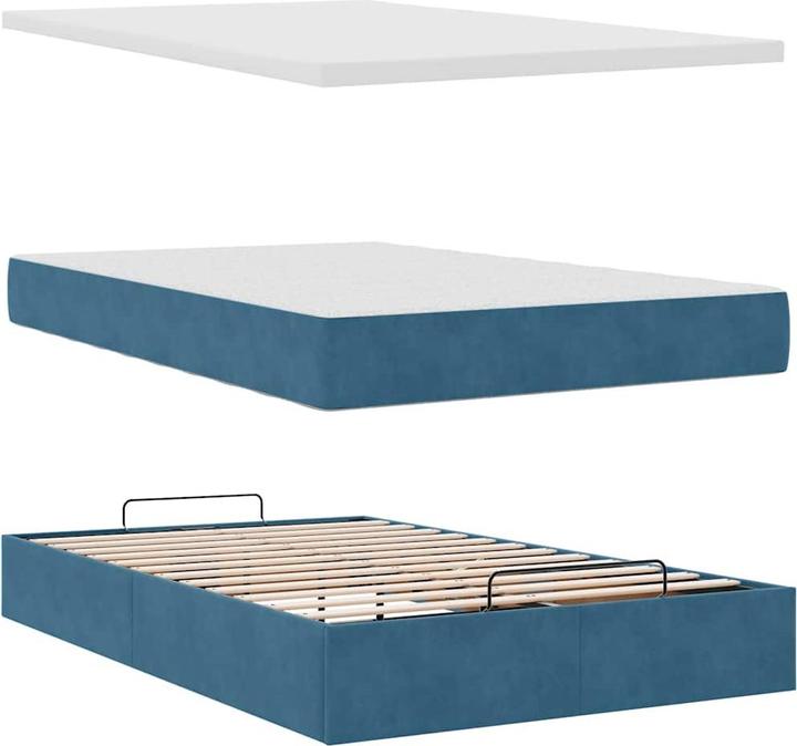 Image du produit VidaXL Lit ottoman avec matelas bleu foncé 120x200 cm velours (120 x 200 cm)