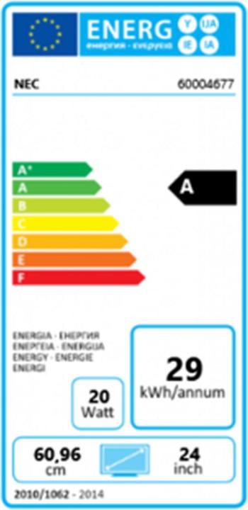 Label énergétique NEC EA241WU WH 24IN LED (1920 x 1200 pixels, 24")
