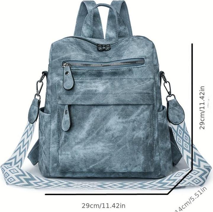 Produktbild Only-Bags.Store Vintage Style PU-Leder-Rucksack mit böhmischen Riemen, grosse Kapazität, multifunktionale