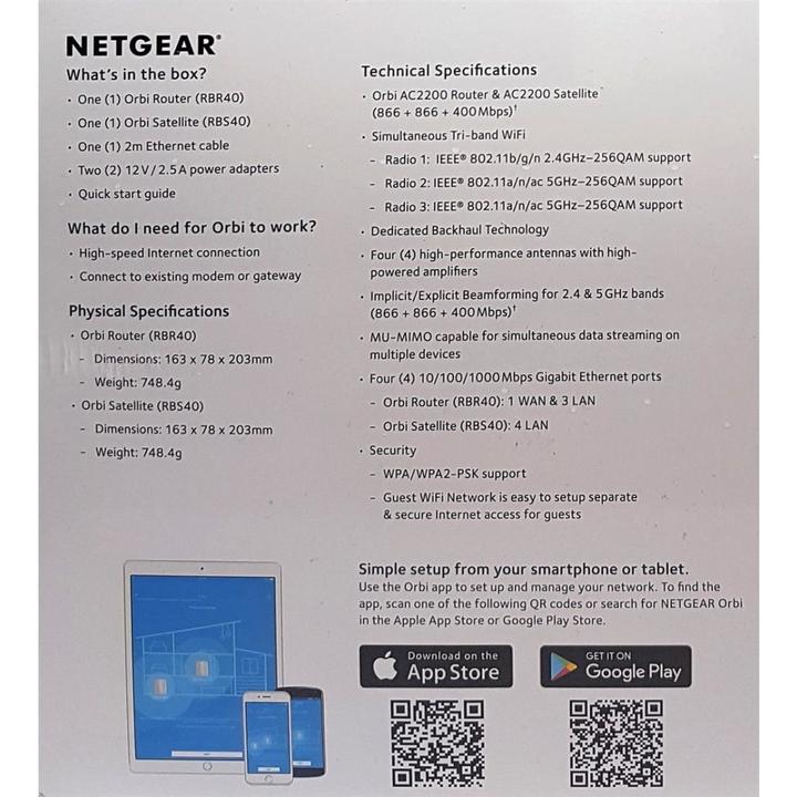 Actual product image Netgear Orbi RBK40 Set