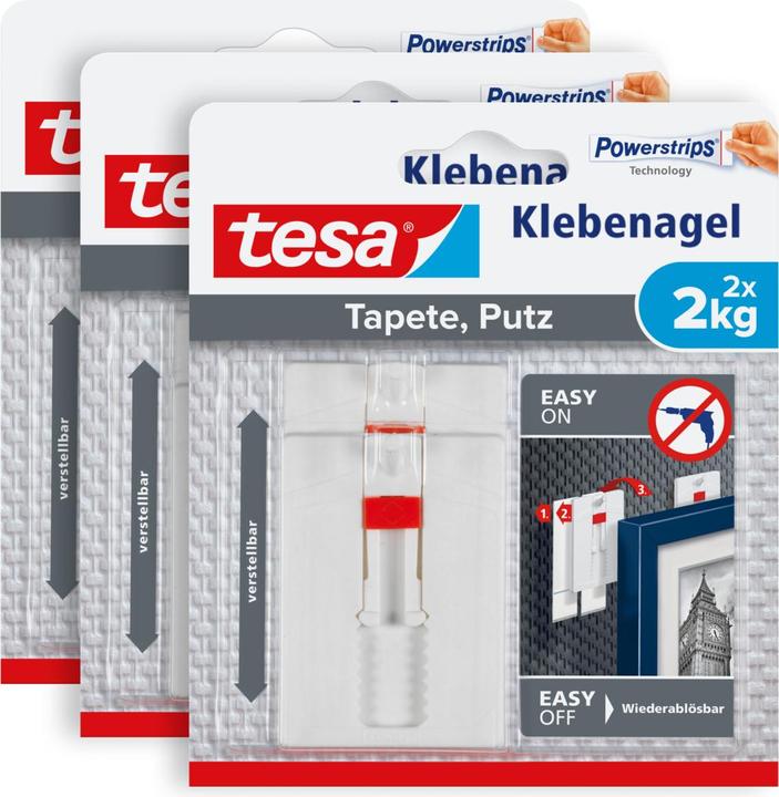 Actual product image tesa Klebehaken Verstellbarer Klebenagel für Tapeten und Putz