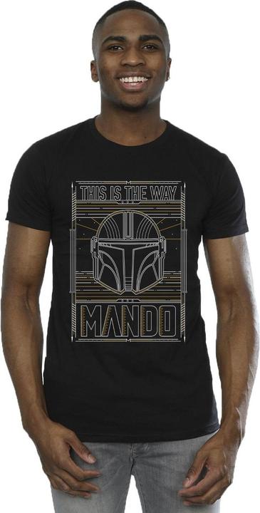 Actual product image Star Wars Mens The Mandalorian The Way Outline Helm T-Shirt (S)