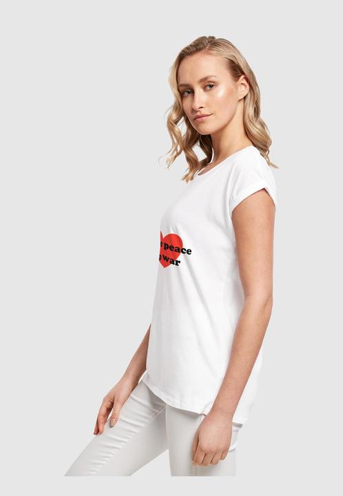 Actual product image Merchcode Ladies Peace - Red Heart White Extended Shoulder Tee - 161435 (XS)