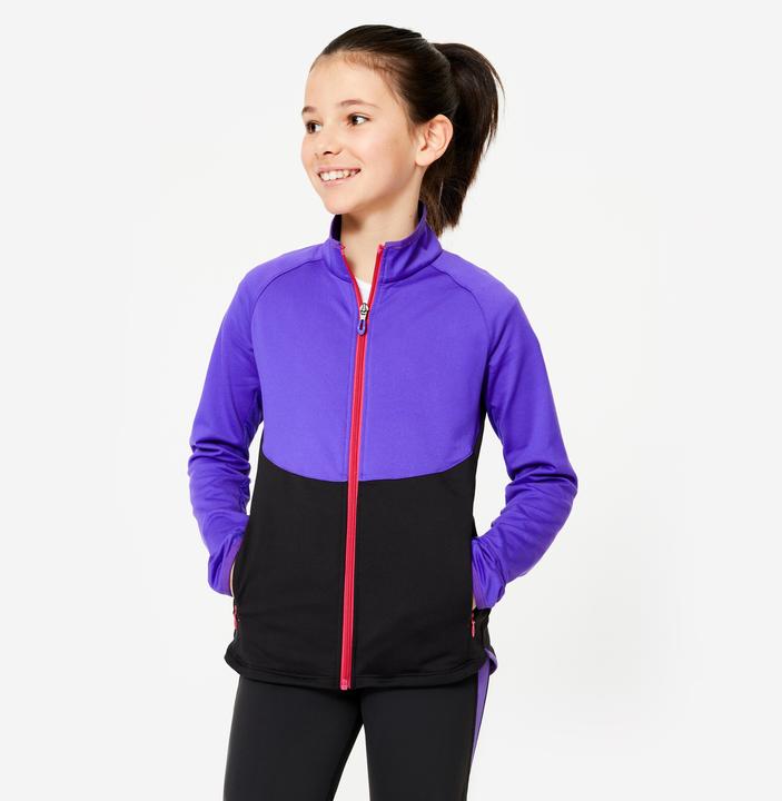 Actual product image Decathlon Girls' training jacket fitted - purple/black (6, 7, 8)
