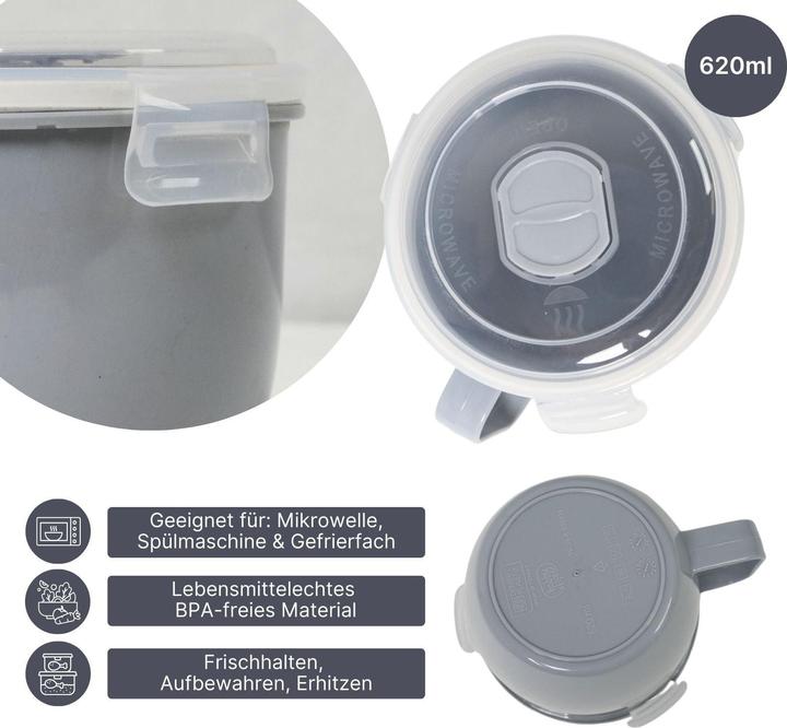 Actual product image Hobby Mikrowellen-Tasse mit Henkel Mikrowellen-Becher Lunchbecher Suppen-Mug (620 ml, 1 x)