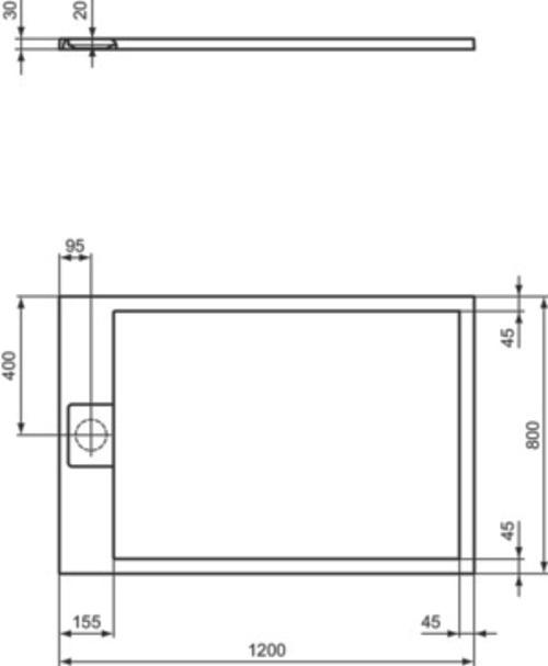 Produktbild Ideal Standard Ultra Flat S i.life Rechteck-Brausewanne, 1200x800x30mm, T5220