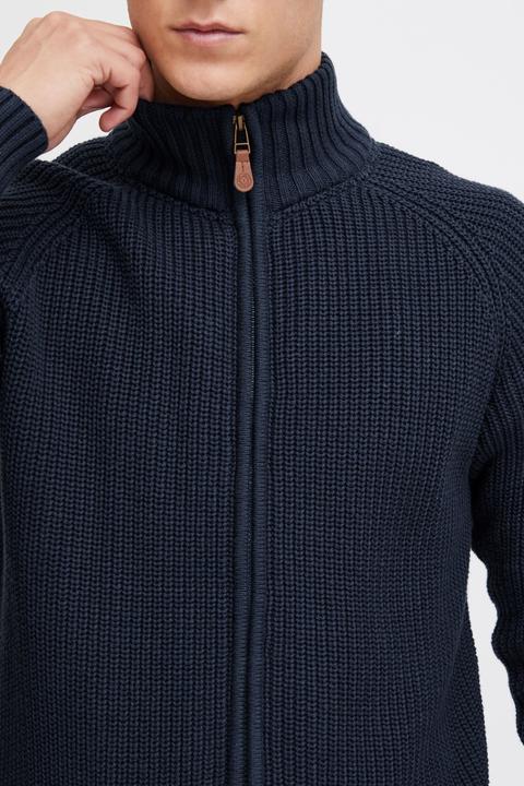 Actual product image Solid Xenos Men's Cardigan Chunky Knit Jacket With Funnel Neck Made Of 100% Cotton (XL)