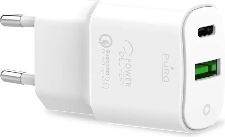 Immagine prodotto Puro Mini" greitas kelioninis įkroviklis 1 x USB-A 1 x USB-C 3 A (PUR414WHT) (20 W)