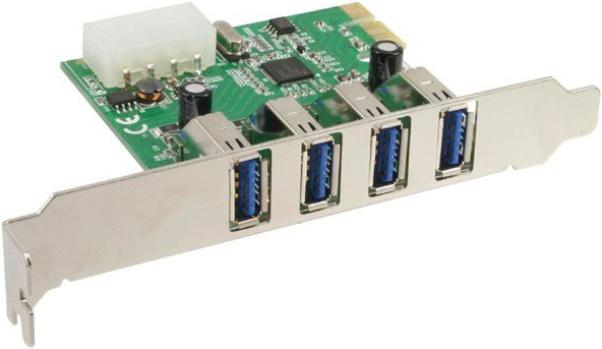 Produktbild InLine Schnittstellenkarte 4x USB 3.0 PCIe inkl. Low-Profile Slotblech