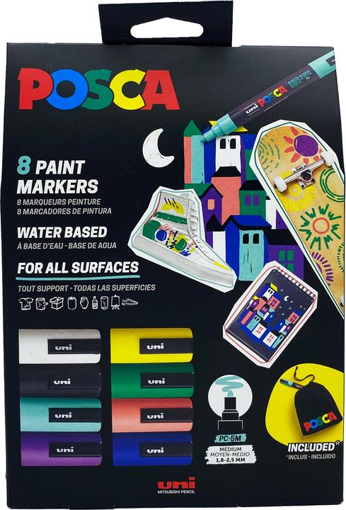 Immagine prodotto Posca Penna a punta di feltro (Multicolore, 6 mm, 8 x)