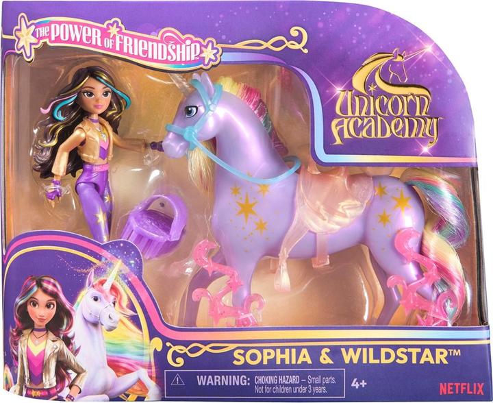 Actual product image Unicorn Academy - Sophia and unicorn Wildstar (with real mane and tail and brush)
