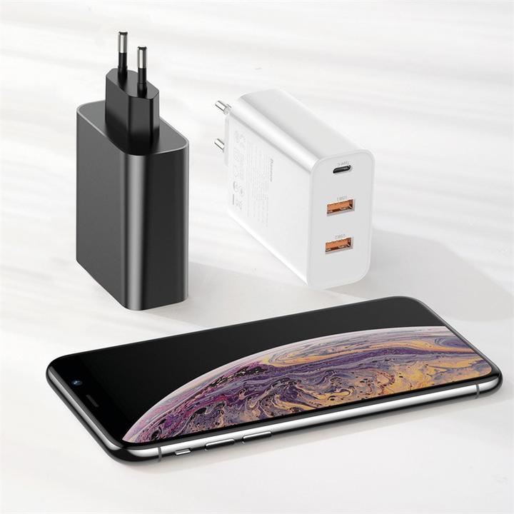 Actual product image Baseus Charger 2 USB-A and 1 USB-C output (60 W)