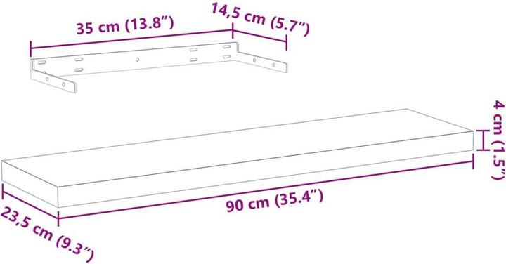 Immagine prodotto VidaXL Mensole sospese 2 pezzi. (90 x 23,5 x 4 cm)