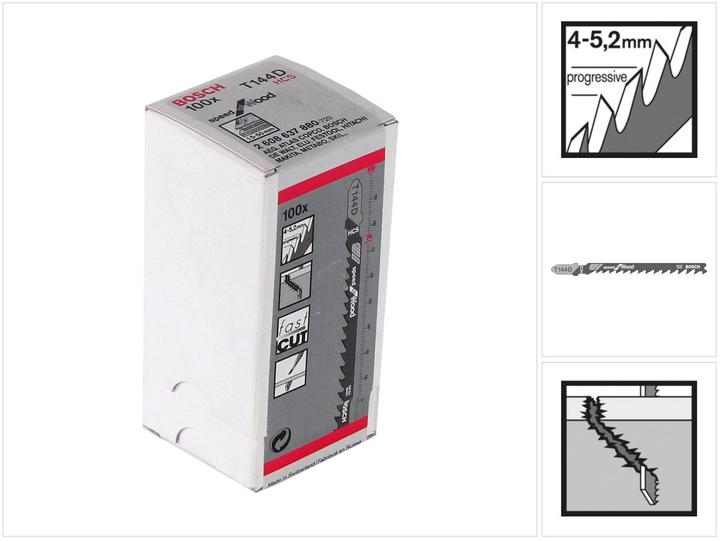 Image du produit Bosch Professional Zubehör Lame de scie sauteuse T 144 D Speed for Wood, pack de 100