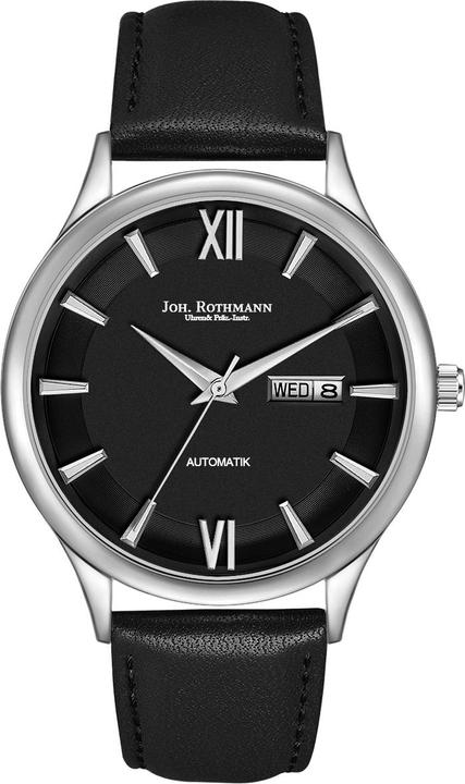 Actual product image John Rothmann Mens Automatic Watch Leopold Genuine Leather Black - 26883 (Analogue wristwatch, 40 mm)