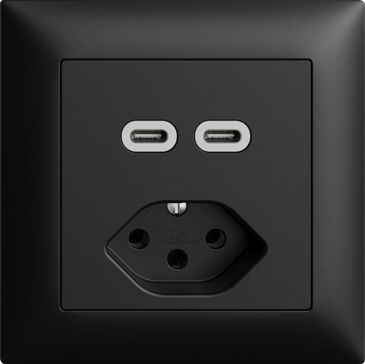 Feller EDIZIOdue Kombination USB C+C + 1xT13 schwarz